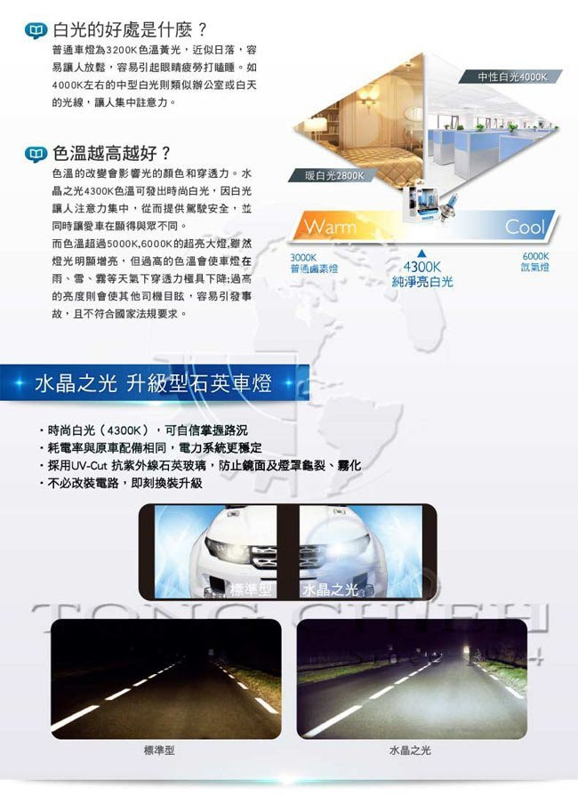PHILIPS 飛利浦 車燈 水晶之光 Crystal Vision 4300K H11 H8